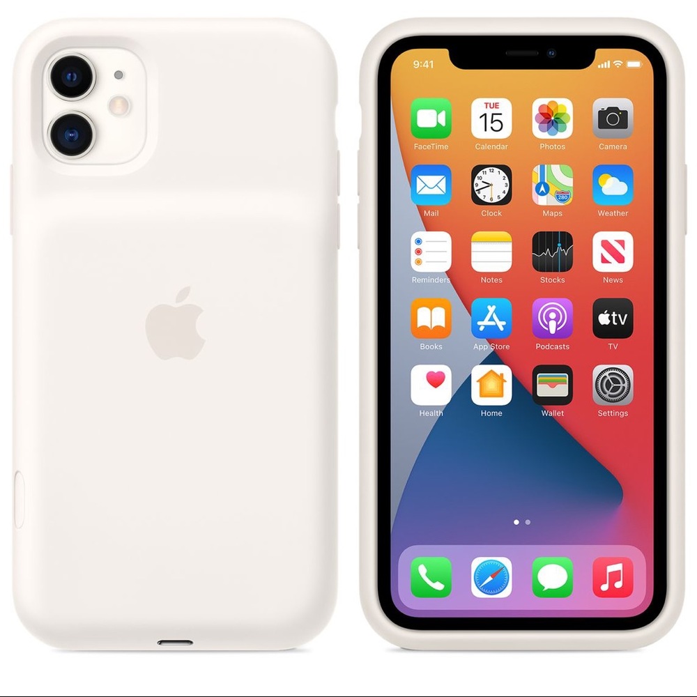 White apple charger phone case